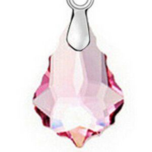 Silver Plated Pink Drop Crystal Zircon Necklace